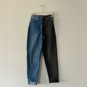 H&M two-colored mom high ankle jeans